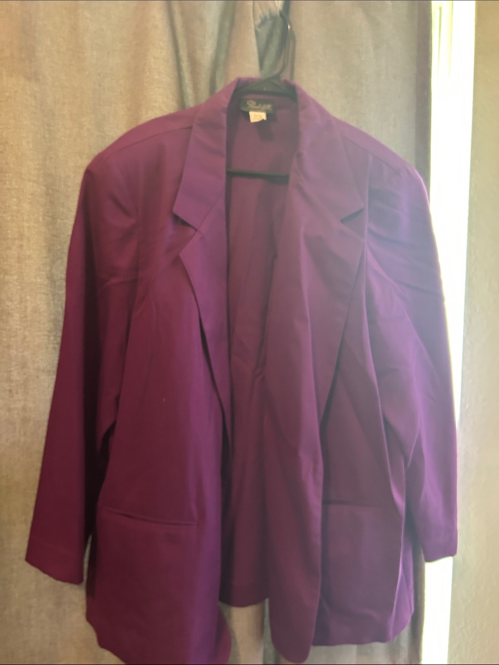Elegant Purple Blazer Jacket with shoulder pads.